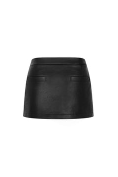 Black Leather Cargo Skirt With Large Pockets - ANN ANDELMAN