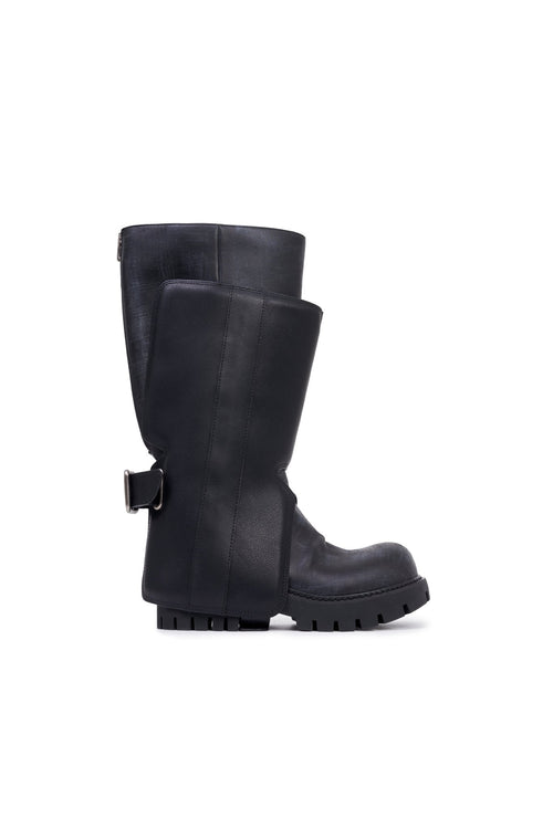 Black Leather Platform Boots - ANN ANDELMAN