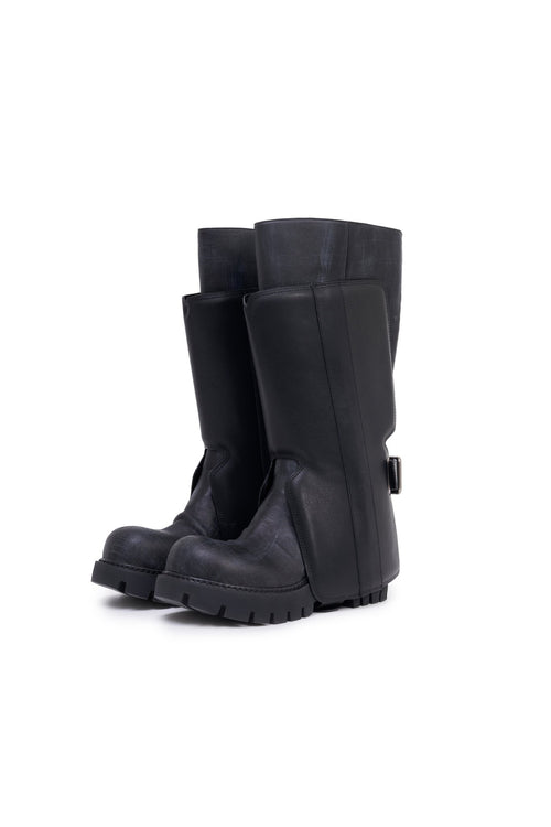 Black Leather Platform Boots - ANN ANDELMAN