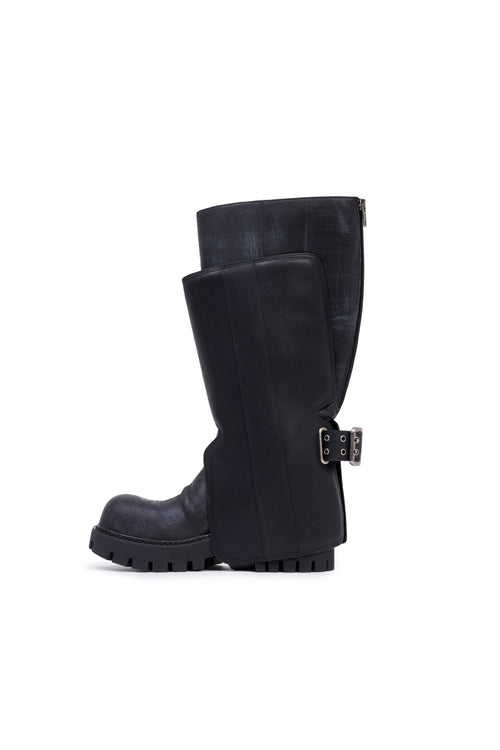 Black Leather Platform Boots - ANN ANDELMAN