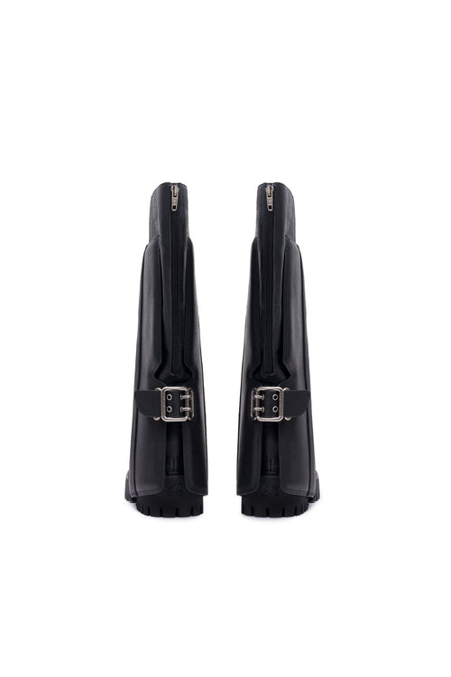 Black Leather Platform Boots - ANN ANDELMAN