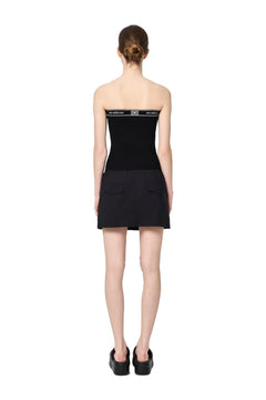 Black Letter Ribbon Knit Bandeau Top - ANN ANDELMAN