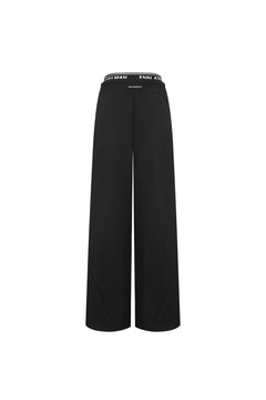 Black Logo Double Drawstring Wide - leg Trousers - ANN ANDELMAN