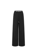 Black Logo Double Drawstring Wide - leg Trousers - ANN ANDELMAN