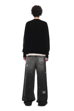 Black Logo Embroidered Flared Jeans - ANN ANDELMAN