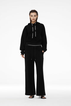 Black Logo - tape Thickened Sports Pants - ANN ANDELMAN