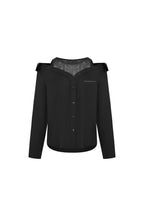 Black Mesh Rhinestone - embellished Panel Shirt - ANN ANDELMAN