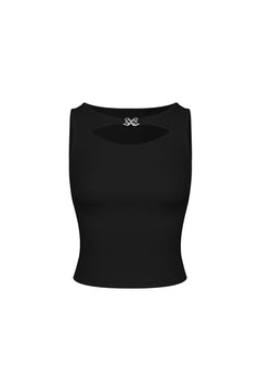 Black Metal Button Hollow Vest - ANN ANDELMAN