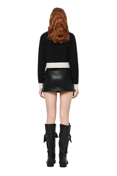 Black Metal Button Multi - pocket Knit Cardigan - ANN ANDELMAN