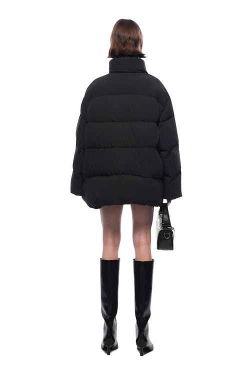 Black Mid - length Hooded Down Jacket - ANN ANDELMAN