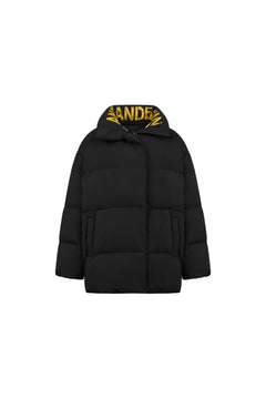 Black Mid - length Hooded Down Jacket - ANN ANDELMAN