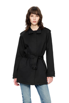Black Mid-length Trench Coat - ANN ANDELMAN