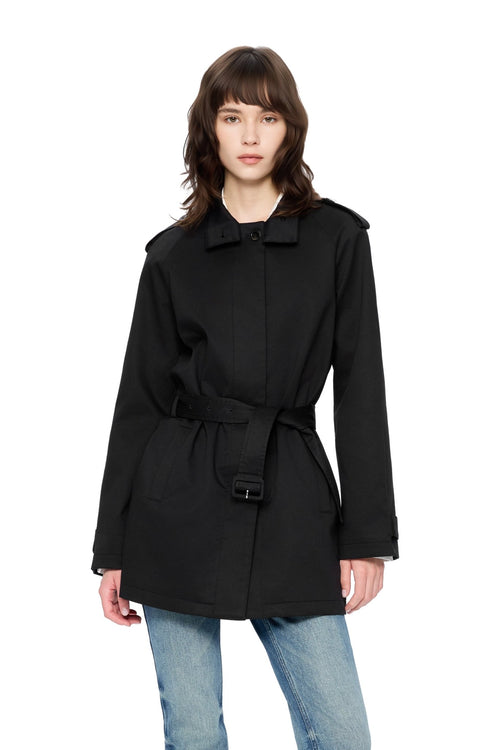 Black Mid-length Trench Coat - ANN ANDELMAN
