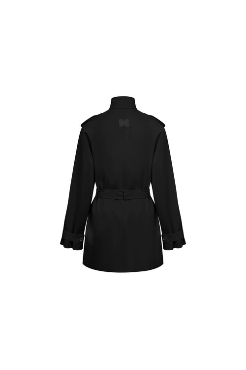 Black Mid-length Trench Coat - ANN ANDELMAN