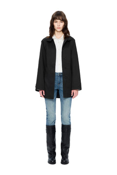 Black Mid-length Trench Coat - ANN ANDELMAN