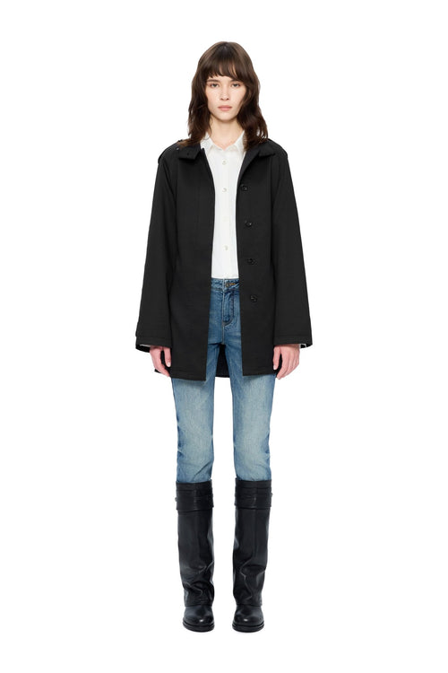 Black Mid-length Trench Coat - ANN ANDELMAN