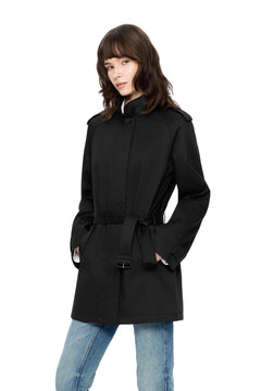Black Mid-length Trench Coat - ANN ANDELMAN