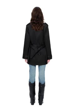 Black Mid-length Trench Coat - ANN ANDELMAN