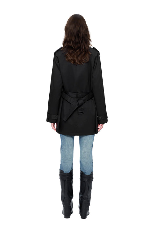 Black Mid-length Trench Coat - ANN ANDELMAN