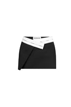 Black Mini Skirt with White Waistband - ANN ANDELMAN