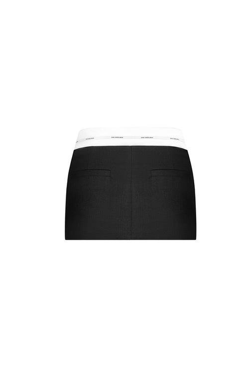 Black Mini Skirt with White Waistband - ANN ANDELMAN