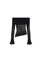 Black Off - shoulder Knit Textured Long - sleeved Top - ANN ANDELMAN