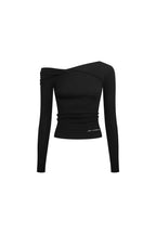 Black Off - shoulder Knotted Long - sleeved T-shirt - ANN ANDELMAN