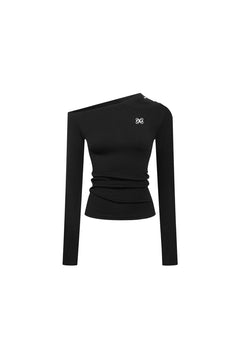 Black Off - shoulder Long - sleeved Knit Top - ANN ANDELMAN