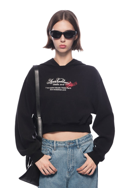 Black Paris Series Envelope Print Sweatshirt - ANN ANDELMAN
