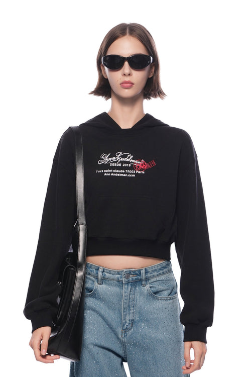Black Paris Series Envelope Print Sweatshirt - ANN ANDELMAN