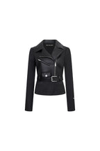 Black Patchwork Faux Leather Suit - ANN ANDELMAN