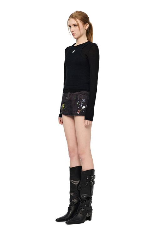 Black Patchwork Knit Top - ANN ANDELMAN
