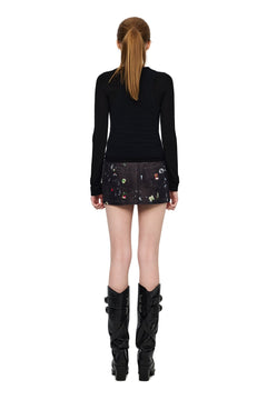 Black Patchwork Knit Top - ANN ANDELMAN