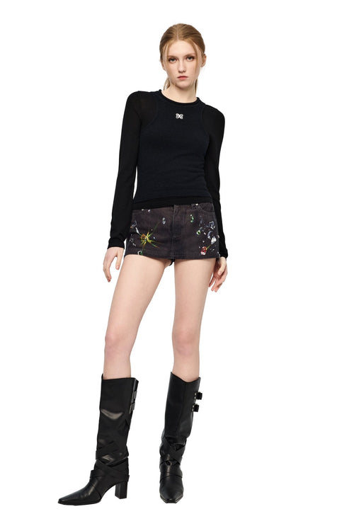 Black Patchwork Knit Top - ANN ANDELMAN