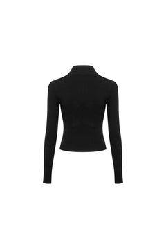 Black Patchwork Turtleneck Sweater - ANN ANDELMAN