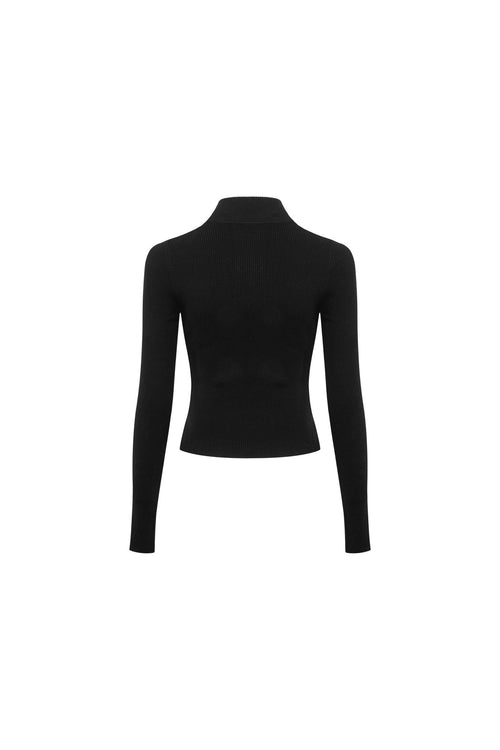 Black Patchwork Turtleneck Sweater - ANN ANDELMAN