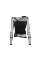 Black Pleated Mesh Top - ANN ANDELMAN
