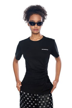 Black Pleated T-shirt - ANN ANDELMAN