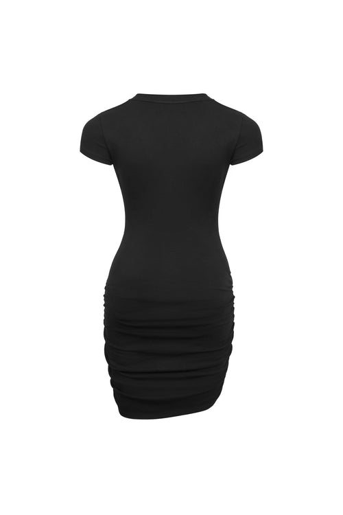 Black Pleated T-shirt Dress - ANN ANDELMAN