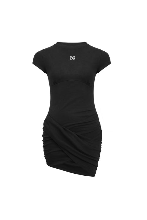 Black Pleated T-shirt Dress - ANN ANDELMAN