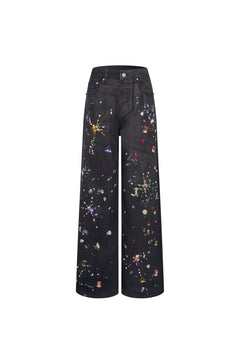 Black Printed Jeans - ANN ANDELMAN