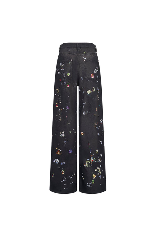 Black Printed Jeans - ANN ANDELMAN