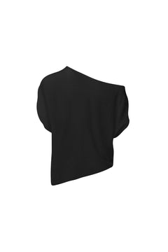 Black Relaxed Off-shoulder Collar Top - ANN ANDELMAN