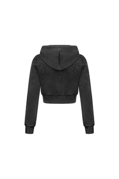 Black Rhinestone Cropped Sweatshirt - ANN ANDELMAN
