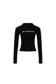 Black Round - neck Long - sleeve Knit Logo Base Shirt - ANN ANDELMAN