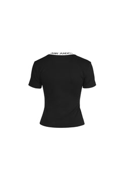 Black Round - neck Short - sleeve T - shirt - ANN ANDELMAN