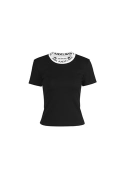 Black Round - neck Short - sleeve T - shirt - ANN ANDELMAN