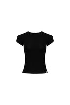 Black Round Neck Short Sleeves with Label - ANN ANDELMAN