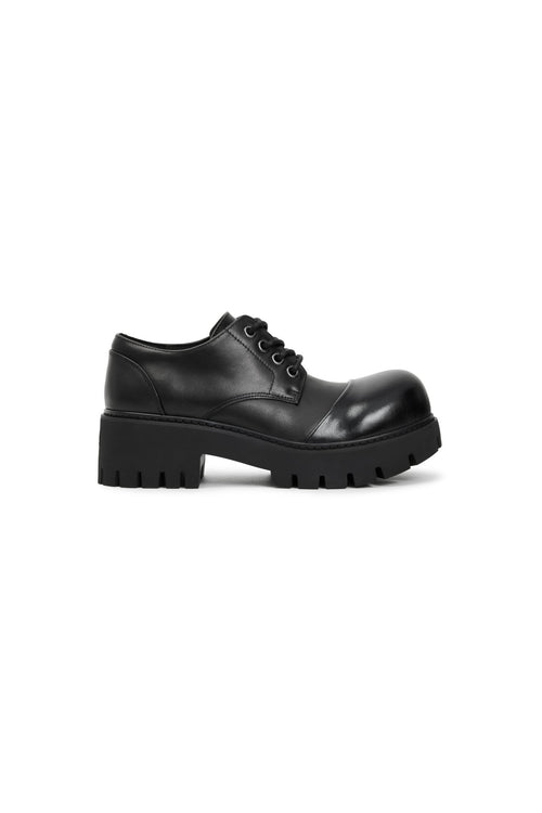 Black Round-toe Derby Shoes - ANN ANDELMAN