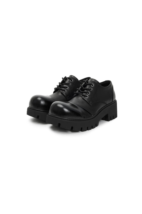 Black Round-toe Derby Shoes - ANN ANDELMAN